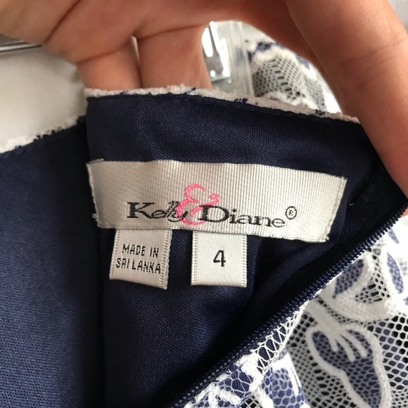 NEW Kelly & Diane Woman's Size 4 Sleeveless Top & Skirt set Navy and White Lace - Picture 2 of 8